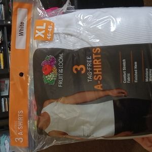 New-3 XL Fruit of Loom Men's White Cotton A Shirts , 3 Pack